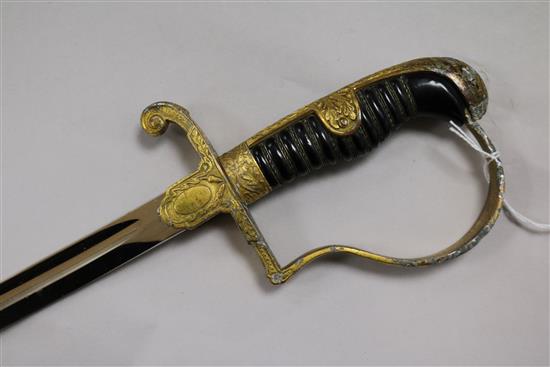 A German WWII Officers sword, no scabbard
